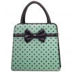 Sac  main carr Rockabilly Banned noir et vert d'eau  pois et noeud papillon