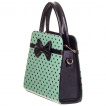 Sac  main carr Rockabilly Banned noir et vert d'eau  pois et noeud papillon