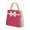 Sac  main carr Rockabilly Banned rose bonbon  pois et noeud papillon