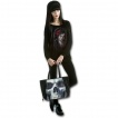 Sac  main en similicuir noir avec crane craquel