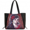 Sac à main en similicuir noir avec femme masquée