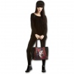 Sac à main en similicuir noir avec femme masquée