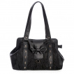 Sac  main gothique noir  motif floral, cranes et noeud chauve-souris - Banned