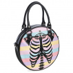 Sac  main gothique rond  cage thoracique sur rayures colores - Banned