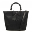 Sac  main imitation peau de crocodile  anse style os