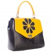 Sac  main jaune et noir  fleur 