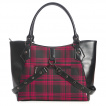 Sac à main à lanières perforées, pentacle inversé et tissu tartan rouge - Banned