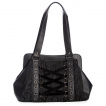 Sac à main noir goth-rock corseté à motif floral - Banned