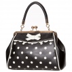 Sac  main noir  pois blancs et fermoire rtro - Banned