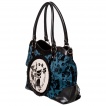 Sac à main à orchidée et chat - Cyan et noir - Banned