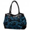 Sac à main à orchidée et chat - Cyan et noir - Banned