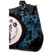 Sac à main à orchidée et chat - Cyan et noir - Banned