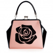 Sac à main rétro noir et nude à large rose - BANNED