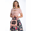 Sac à main rétro noir et nude à large rose - BANNED