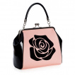 Sac à main rétro noir et nude à large rose - BANNED