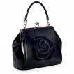 Sac à main rétro noir à large rose - BANNED