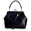 Sac à main rétro noir à large rose - BANNED