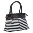 Sac à main rétro rayé noir et blanc Living Bay - Banned