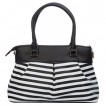 Sac à main rétro rayé noir et blanc Living Bay - Banned