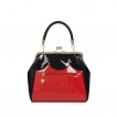 Sac à main rétro rouge et noir à coeurs