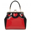Sac à main rétro rouge et noir à coeurs