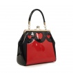 Sac à main rétro rouge et noir à coeurs