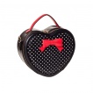 Sac à main Rockabilly Banned noir et rouge à pois en forme de coeur avec noeud papillon