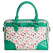 Sac à main Rockabilly blanc et vert à cerises et ruban - BANNED