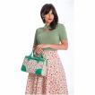 Sac à main Rockabilly blanc et vert à cerises et ruban - BANNED