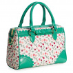 Sac à main Rockabilly blanc et vert à cerises et ruban - BANNED