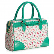 Sac  main Rockabilly blanc et vert  cerises et ruban - BANNED