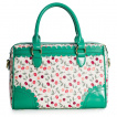 Sac à main Rockabilly blanc et vert à cerises et ruban - BANNED