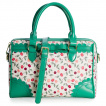 Sac à main Rockabilly blanc et vert à cerises et ruban - BANNED