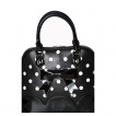 Sac à main rockabilly noir à pois blancs et noeud papillon - Banned