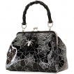 Sac à main similicuir noir à toile blanche et araignée - Banned