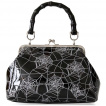 Sac à main similicuir noir à toile blanche et araignée - Banned