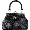 Sac à main similicuir noir à toile blanche et araignée - Banned