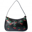 Sac  main similicuir rtro noir  cerises brodes - Banned