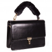 Sac  main style cartable noir rtro-vintage  anse fourrure - BANNED