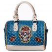 Sac  main sugar skull bleu  pois - Banned