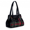 Sac à main tartan foncé à cranes et noeud chauve-souris - Banned