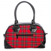 Sac  main tartan rouge  zip en diagonale, cranes et rivets - Banned