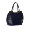 Sac  main vintage  Paon sur branche en fleurs - Bleu nuit