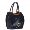 Sac  main vintage  Paon sur branche en fleurs - Bleu nuit