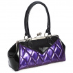 Sac  main violet et noir  losanges en surpiqres LILYMAE - Banned