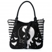 Sac  main  Yin et Yang dgoulinant et chauves-souris - Noir et blanc