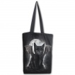 Sac shopping en toile à chat noir à ailes et dents de vampire