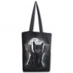 Sac shopping en toile  chat noir  ailes et dents de vampire