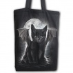 Sac shopping en toile à chat noir à ailes et dents de vampire