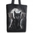 Sac shopping en toile  chat noir  ailes et dents de vampire